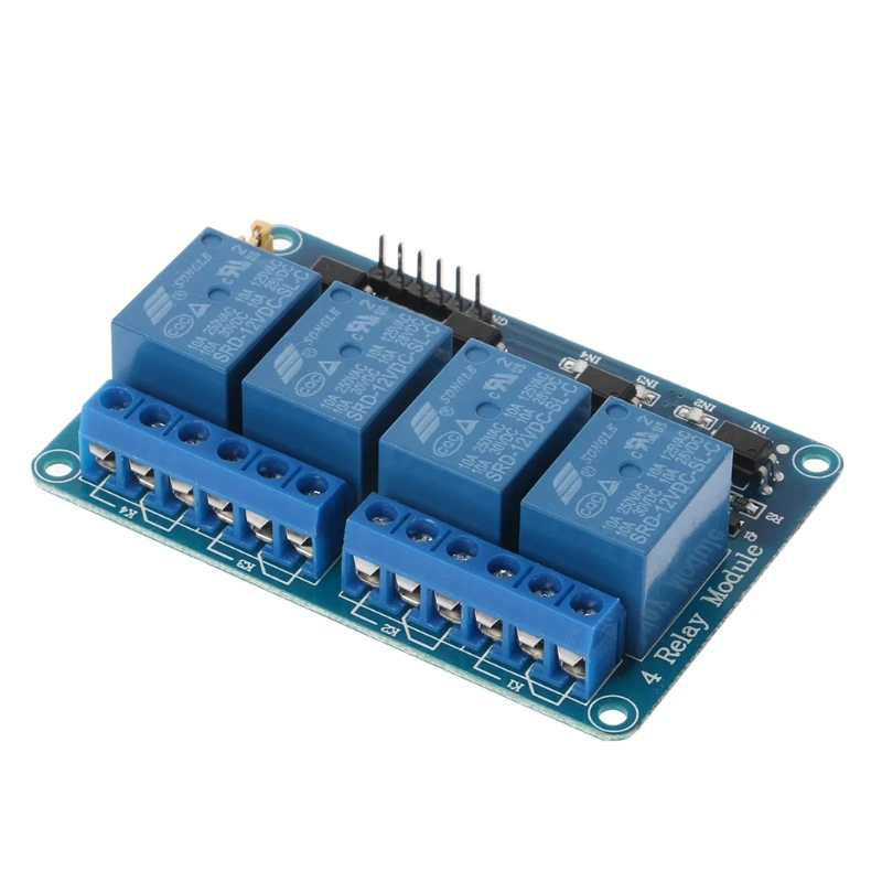 4 канальный 12В релейный модуль с оптомуфтой PIC/AVR/51/ARM для Arduino одним