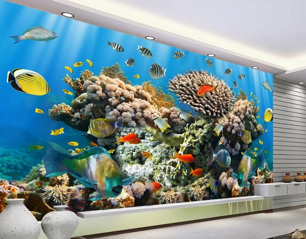 SeaWorld фон стереоскопический океан 3d обои papel parede пейзаж|wallpaper landscape|3d wallpaper landscapemural |