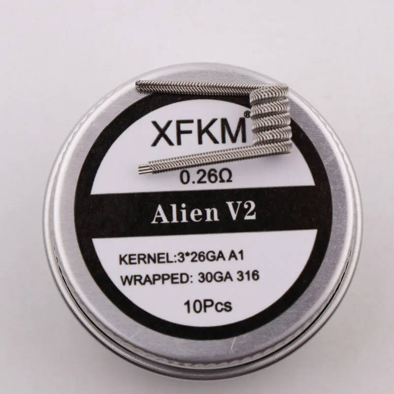 326-a1-30-316-v2-10 XFKM NI80 A1 SS316L 10 шт./лот готовая катушка ALIEN V2 провода катушки нагревательного сопротивления провода подходят RDA RDTA DIY распылитель - Цвет: 326-a1-30-316-v2-10