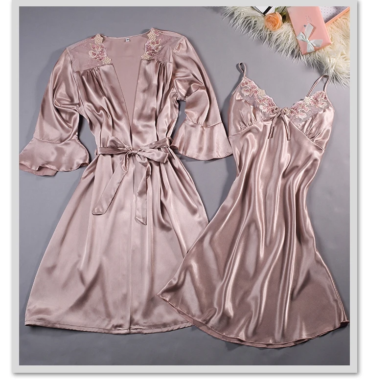 Женские шелковые пижамы Lembroidery модные сексуальные комплекты с v-образным вырезом
