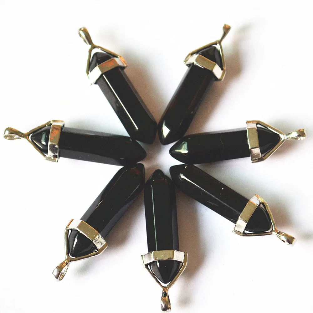 Хит Модный кулон в форме пули из натурального камня черный оникс Женский