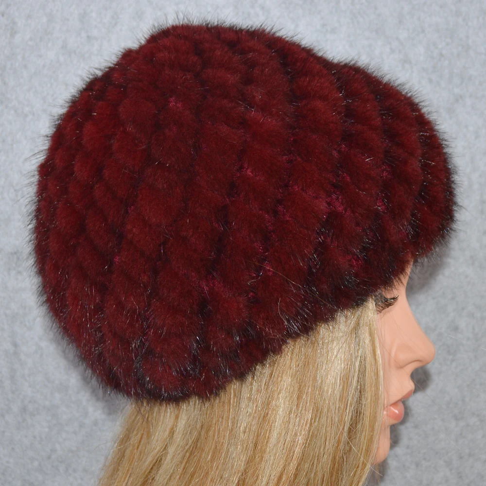 Лидер продаж зимние женские шапочки из натурального меха норки шапка вязаные