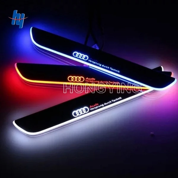 2PCS LED Moving Rear Door Sill Guards Stainless Steel Scuff Plate Welcome Pedal Sticker Cover For Audi A6 C7 2013 2014 2015 | Автомобили и