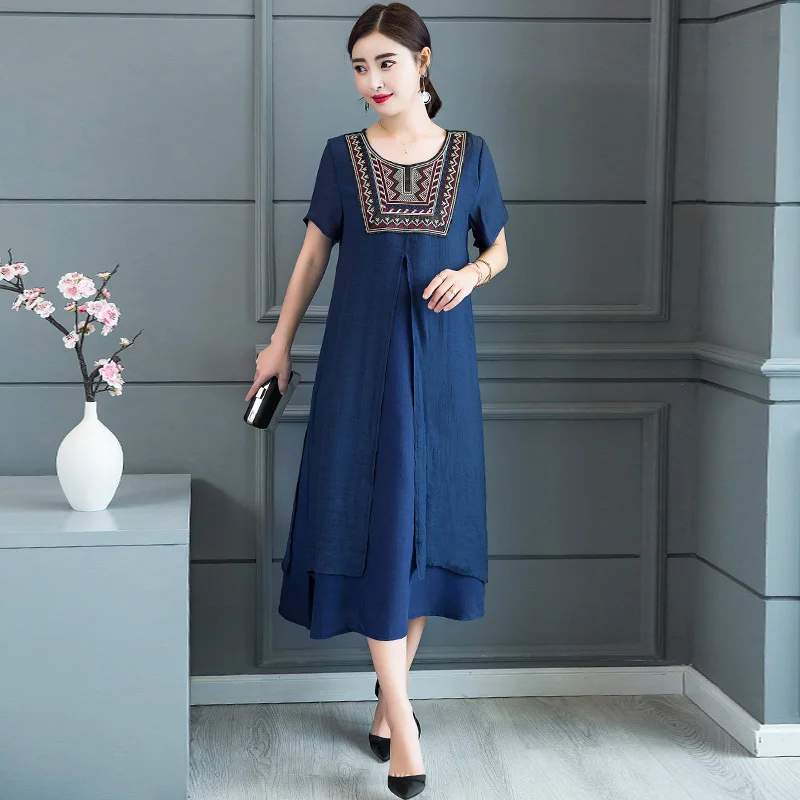 Мода 2018 новые летние женские Платья повседневные поддельные два предмета хлопок