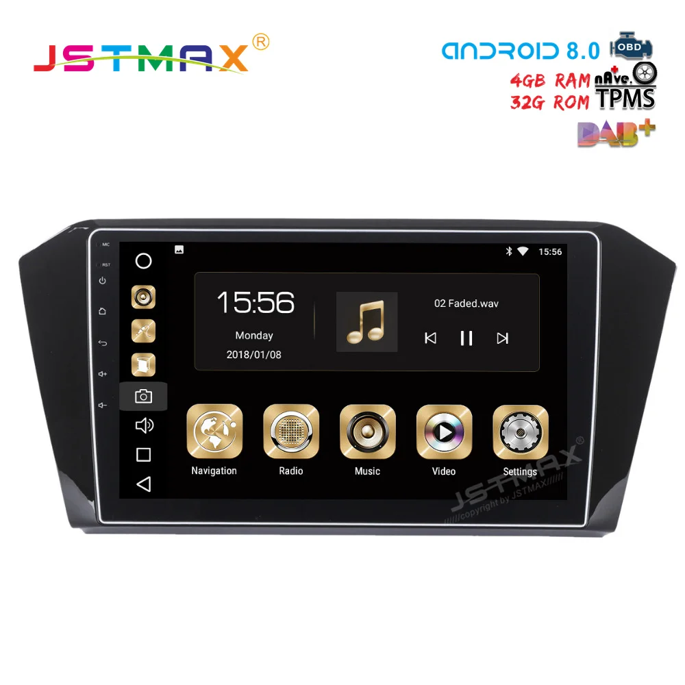 JSTMAX 10 2 "Android 8 0 автомобильный dvd-плеер для VW Passat 2015 2016 2017 gps navi Octa Core 4 ГБ 32 авто