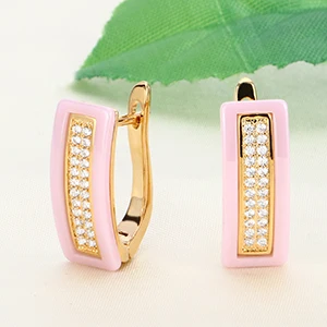 Gold Pink Новое поступление, u-образные Кристальные серьги-гвоздики из керамики для женщин, модные лучшие друзья, золотые, черные, белые керамические серьги, ювелирные изделия для ушей - Окраска металла: Gold Pink