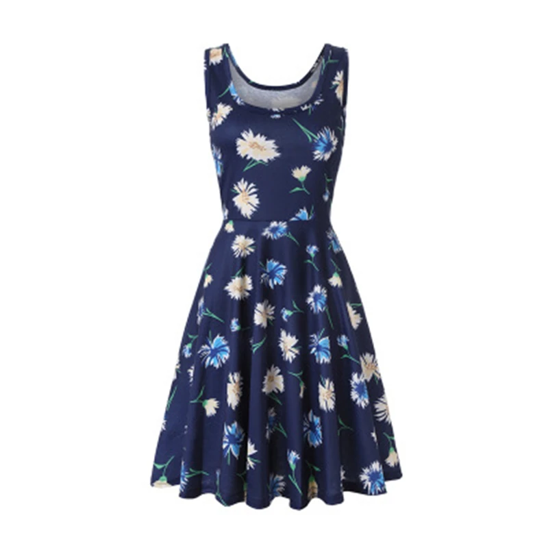 

Fashion Clothes Ropa Sexy Summer Beach Women Dress Elegant O-Neck Vestidos De Festa Vintage Print Casual Plus Size Sleeveless