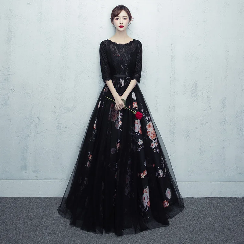 Весна лето 2019 вечерние платья черное кружевное официальное платье с коротким