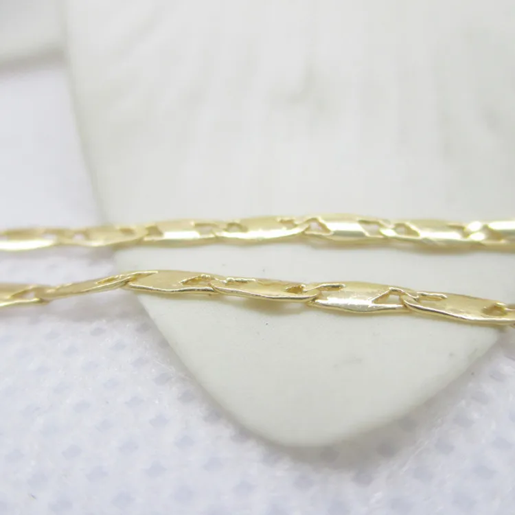 

2 Meters Width 1.2MM 1.7MM 24K Champagne Gold Color Copper Flat Link Necklace Chains High Quality Diy Jewelry Accessories