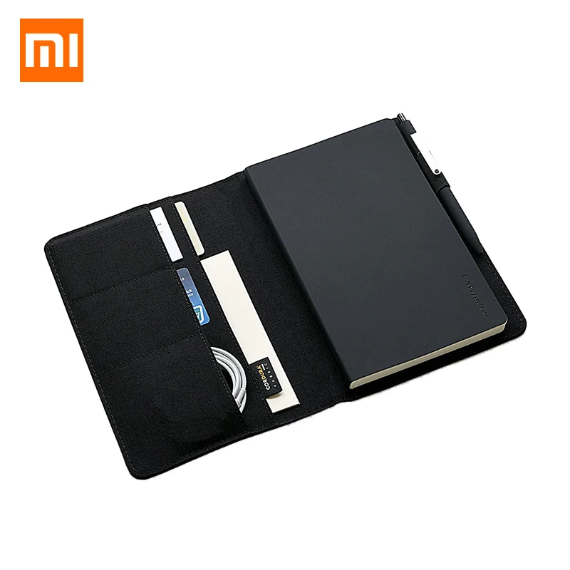 Умный блокнот Xiaomi Mijia Kaco Noble черный из искусственной кожи с отделением для карт