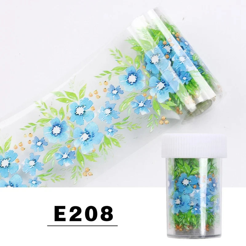 E208 Безessical 1 шт. 100*4 см модные наклейки для нейл-арта фольга переводные наклейки для ногтей дизайн цветочные украшения голографические наклейки для ногтей Обертывания инструмент - Цвет: E208