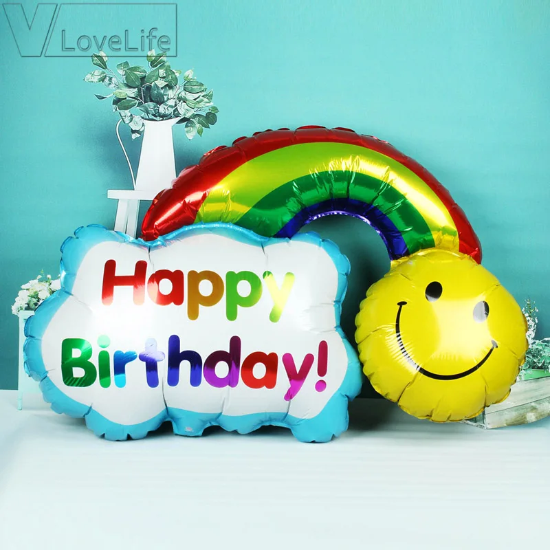 Aluminium Foil Balloon Happy Birthday party Wedding Decoration Smile Face Rainbow Globos Balls Have A Nice Day Kids Toys | Дом и сад