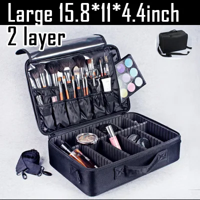 large black 2layer Новинка, Высококачественная профессиональная Пустая палитра, органайзер Bolso Mujer, косметичка для путешествий, большая емкость, сумка для хранения, чемоданы - Цвет: large black 2layer