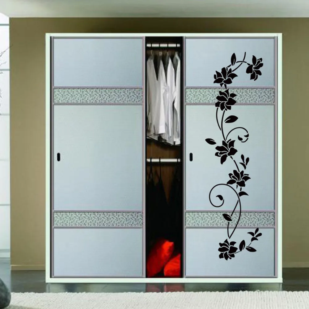 New DIY Wall Sticker Closet Beatiful Flower Vine Decals Black Mural Removable Vinyl Art Home Decor Creative Flowers Bedroom | Дом и сад