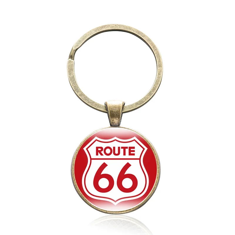 18 10 шт/лот US Route 66 брелоки сплав стекло кабошон брелок Подарочный на день рождение автомобиля ключ Классическая мода ювелирные изделия - Цвет: 18