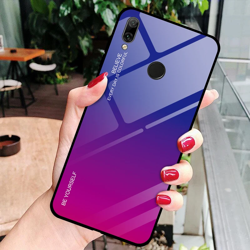 04 Ультратонкий чехол для huawei Y5 Y9 Y6 Prime Y7 Pro чехол для телефона жесткий защитный чехол из закаленного стекла - Цвет: 04
