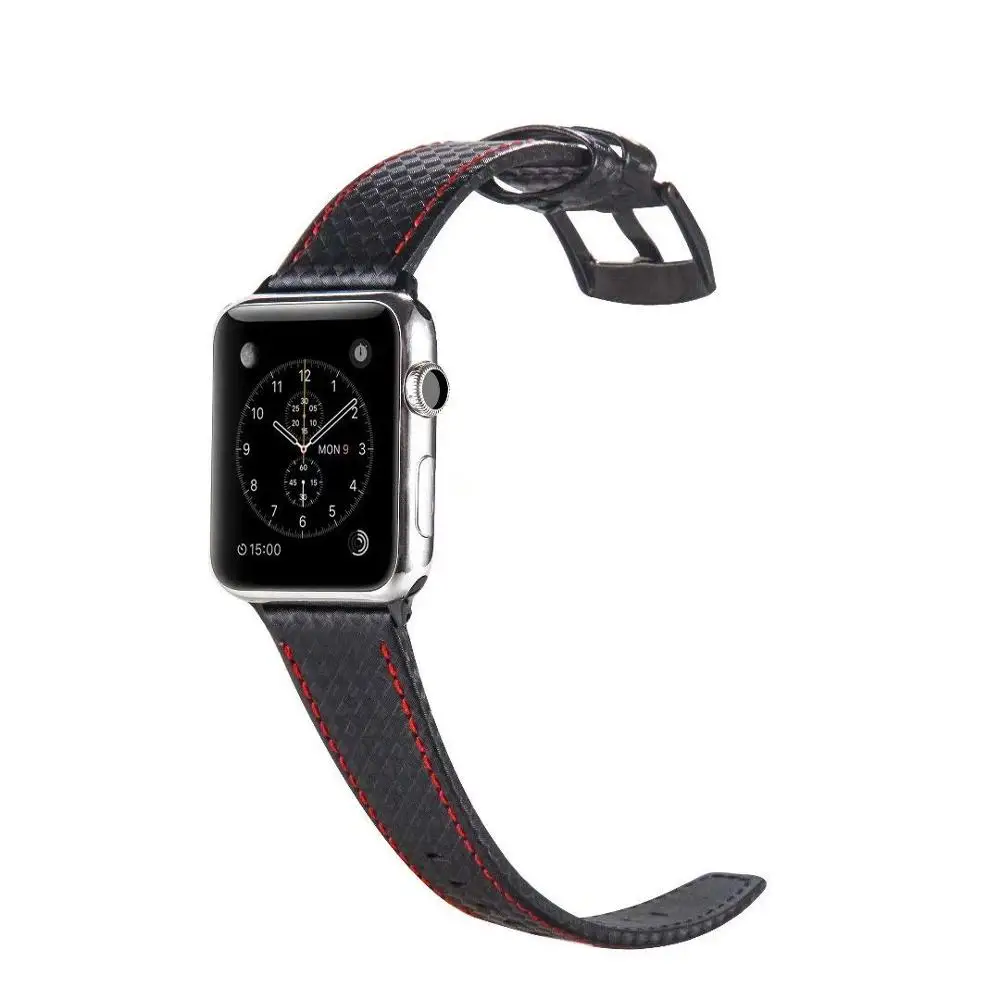 Ремешок из углеродного волокна для Apple watch band 44 мм 40 роскошный кожаный браслет iWatch