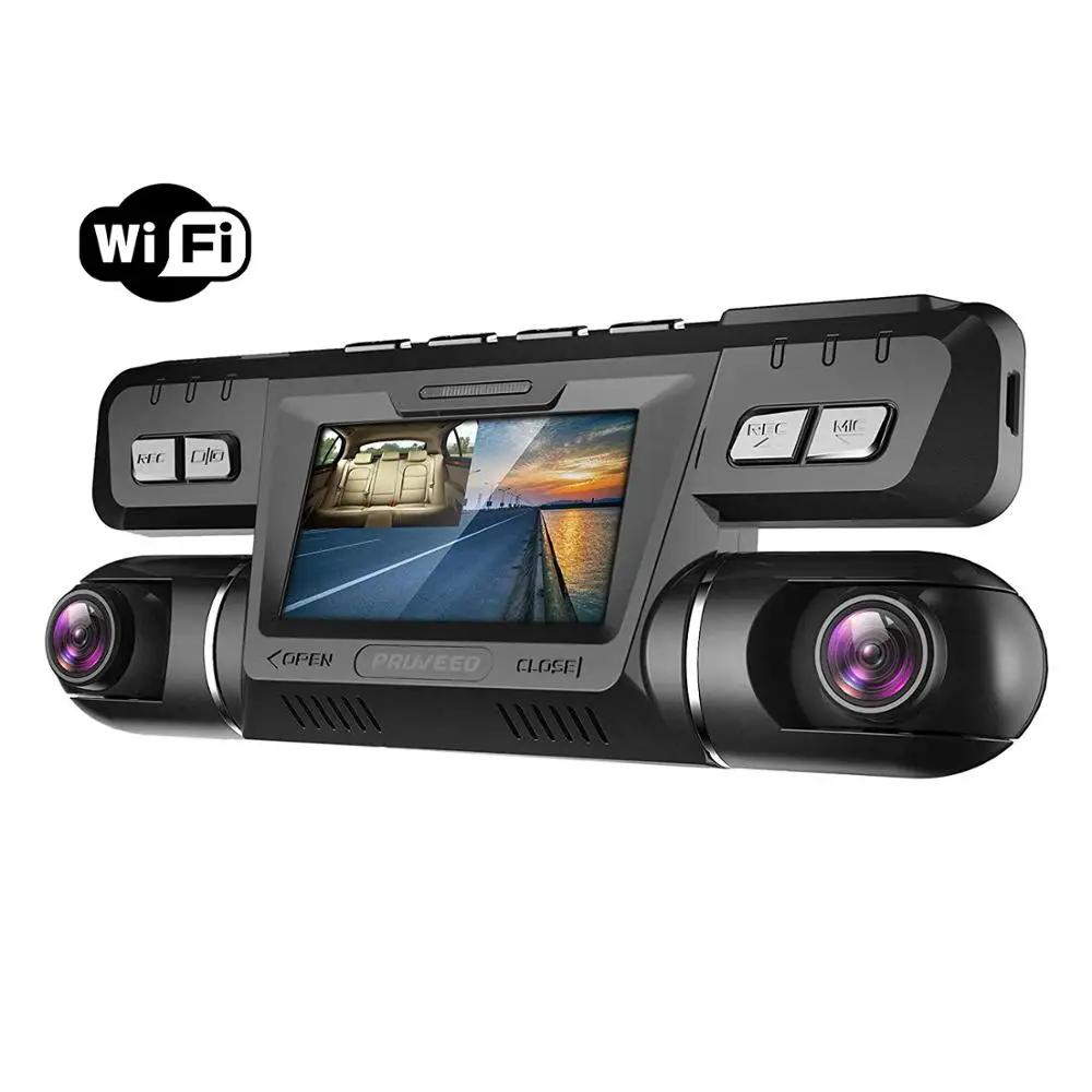Видеорегистратор Pruveeo B80 с Wi Fi 4K двойной 1080P фронтальный и внутренний
