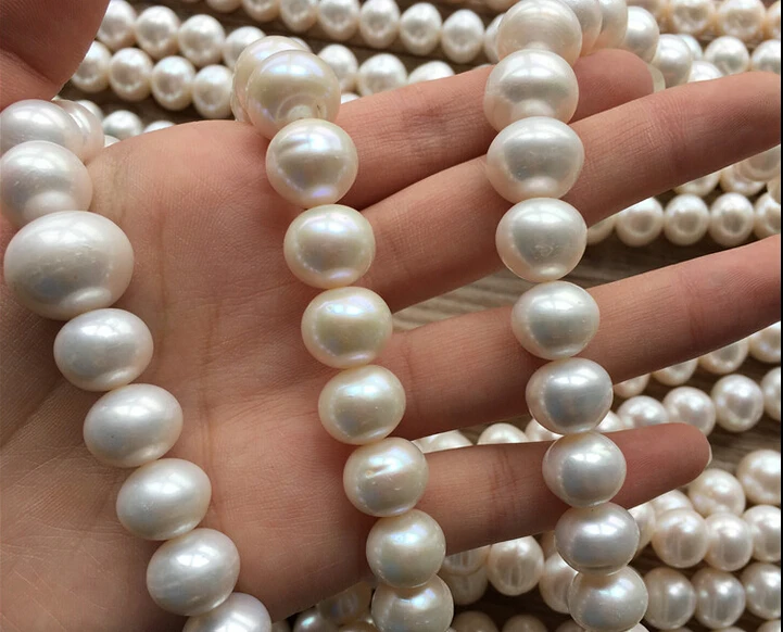 Natural Freshwater Cultured Pearl 12-13MM super light blemish oblate DIY loose beads semi-finished materials | Украшения и