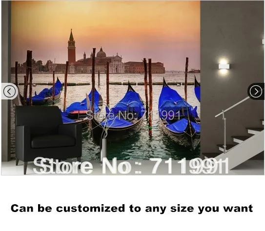 

Free shipping Sunset La Gondolas Wall Mural wallpaper