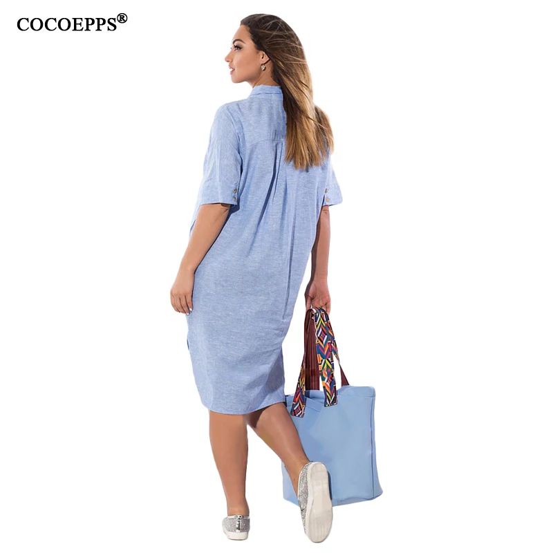 Плюс размер 2018 Лето нерегулярное одноцветное платье Большой свободное женское