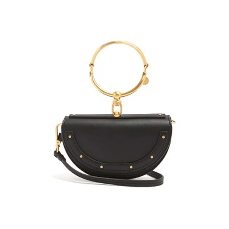 Half Moon Black ALNEED, роскошная женская сумка, брендовая сумка на плечо, половина Сумочка с изображением Мун, модная сумка через плечо, натуральная кожа, кошелек, кольцо, женская сумка - Цвет: Half Moon Black