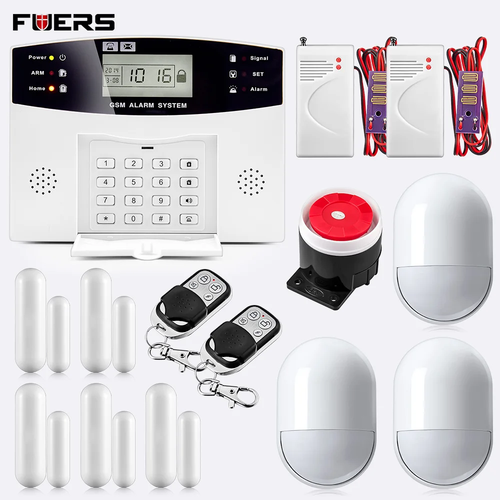 Fuers DP500 433 МГц домашняя охранная GSM сигнализация Беспроводная ЖК-дисплей Голосовая подсказка SMS проводная сирена GSM Arm сигнализация комплекты - Цвет: System 4