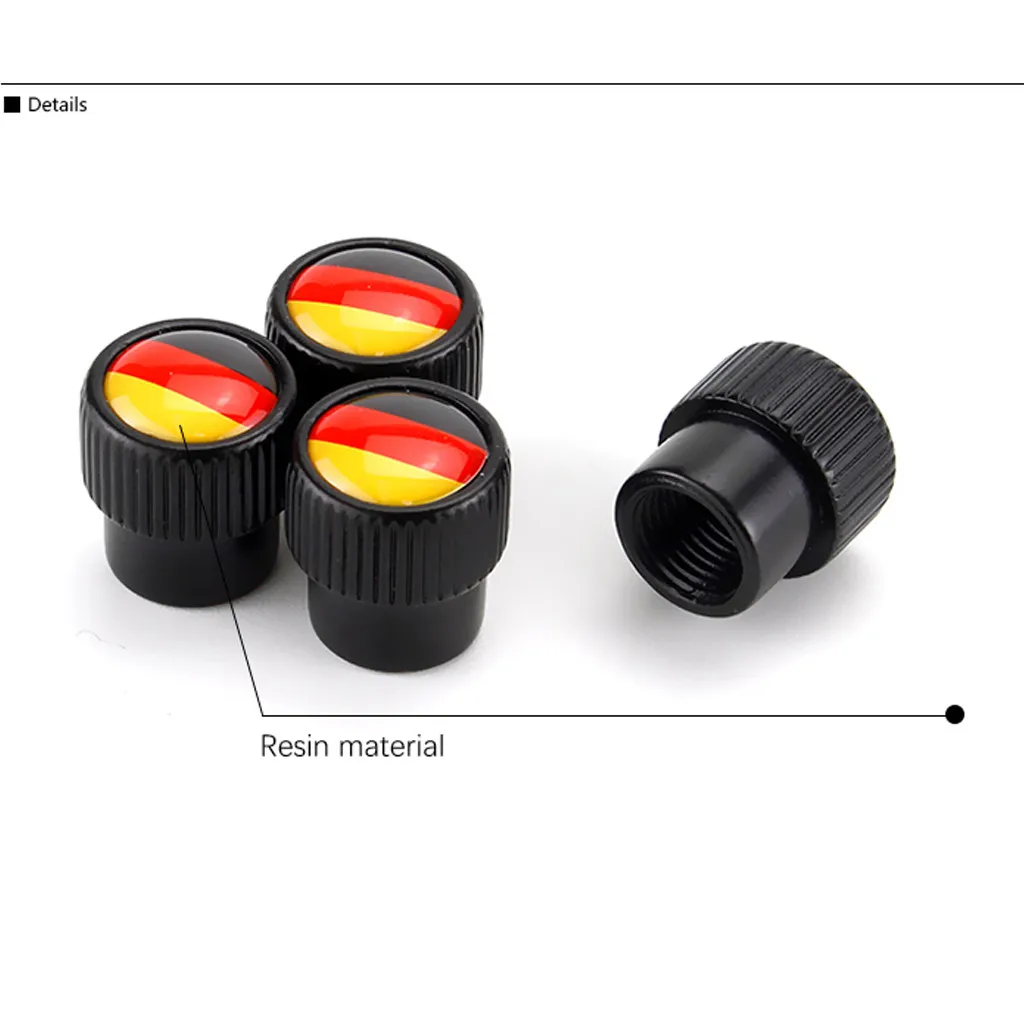 WUPP Nuts &amp Bolts 2019 NEW hot sale 4 Pcs German flag Alloy Black Enamel Auto Wheel Tire Valve protectors diy high quality 9617 |