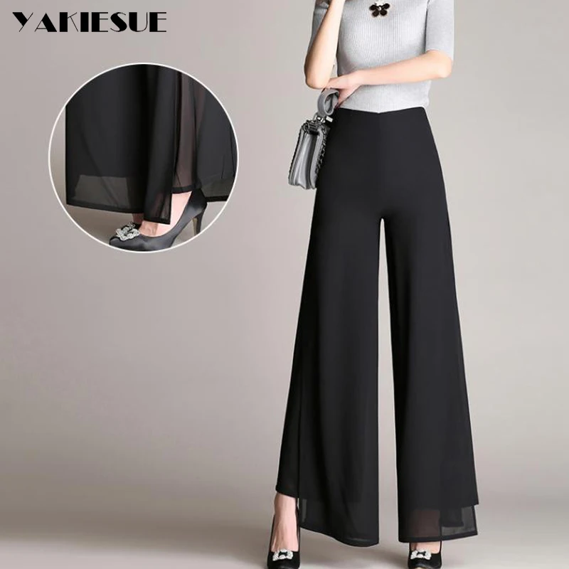 Брюки женские шифоновые с завышенной талией Летние повседневные|leg pants|pants womenfemale