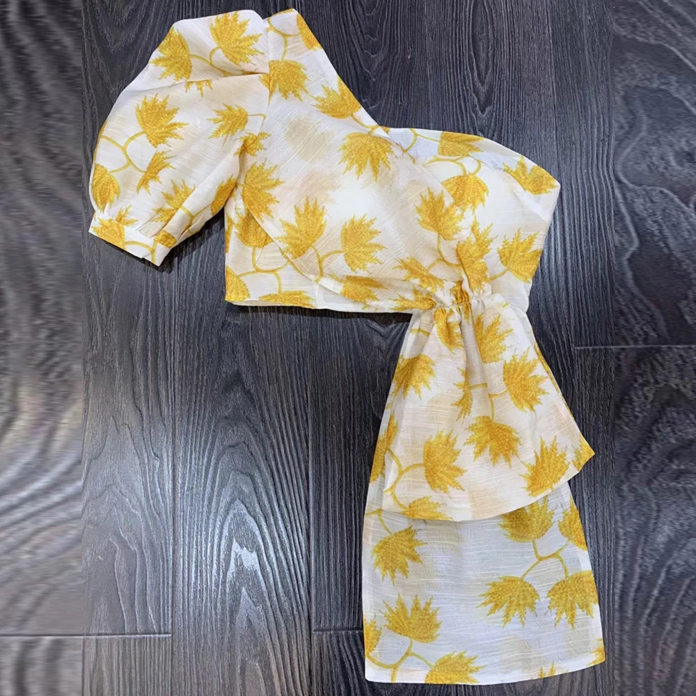 Женская блузка с открытыми плечами FTGSDLONG повседневная Асимметричная коротким