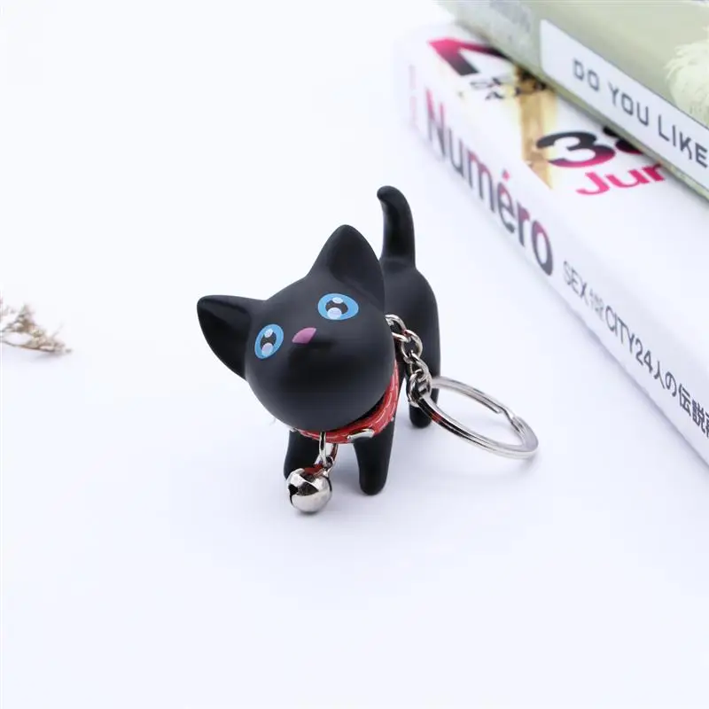Милый мультфильм куклы маленький черный Кот брелок Porte Clef женщины брелок автомобиль брелок парные брелки для ключей