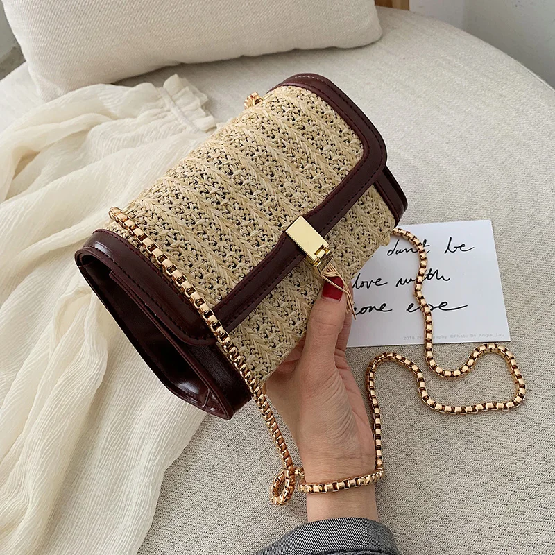 сумки женские мода 2019 кожа ротанга соломенная сумка через плечо женская Лето