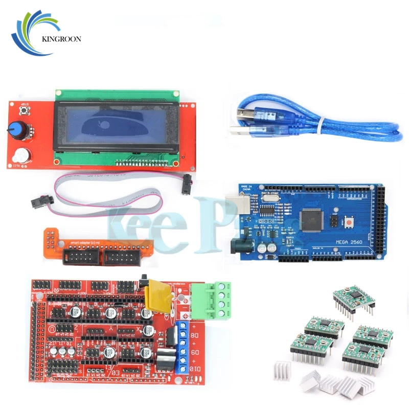 KINGROON Новый 3D Принтер Комплект RAMPS + 2004 ЖК контроллер MEGA 2560 R3 A4988 Драйвер