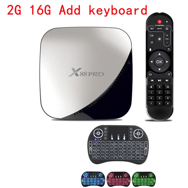 2G 16G Add keyboard ТВ приставка X88 Pro Android 9,0 4 Гб ОЗУ 64 Гб четырехъядерный процессор Rockchip RK3318 5,8G Wifi H.265 Youtube 4K Google плеер телеприставка pk H96 max - Цвет: 2G 16G Add keyboard