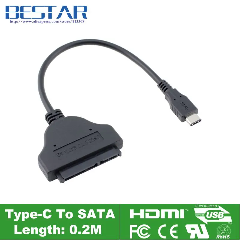 

USB 3.1 Type-c3Gbps USB-C To SATA SATAII Converter Adapter Cable 20cm OTG for 2.5 inch Hard disk driver SSD HDD 2.5" SATA