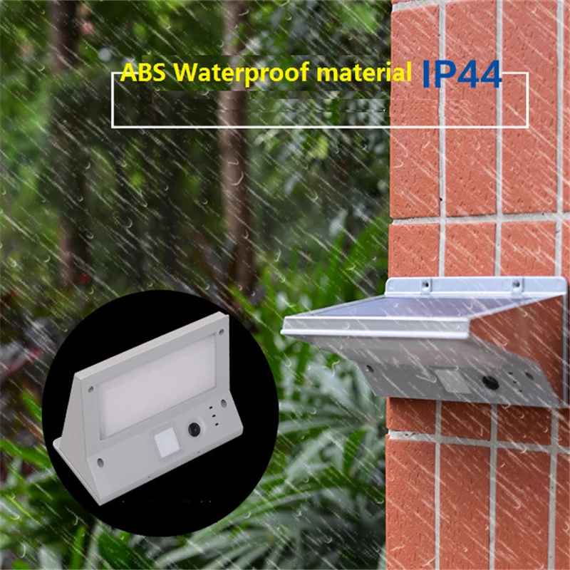 Солнечная настенная светодиодная лампа для наружного освещения IP44 без проводов, 2 Вт, работающая 10-12 часов с датчиком движения PIR, 3 режима изменения.