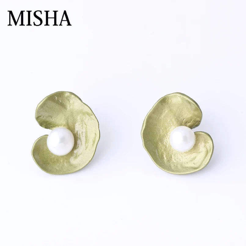 

MISHA 925 Sterling Silver Handmade Fine Jewelry Party Sets Geranium Natural Pearl Brooch For Women Wedding Bridal Jewelry 2410
