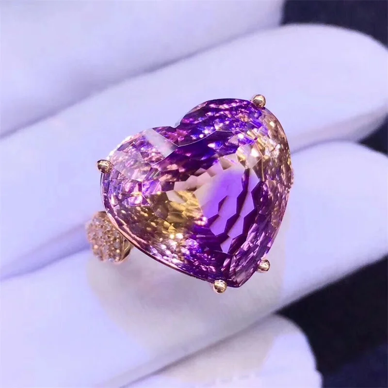 SHIQING 2019 Nature Ametrine gemstone ring romantic women gift engagement | Украшения и аксессуары