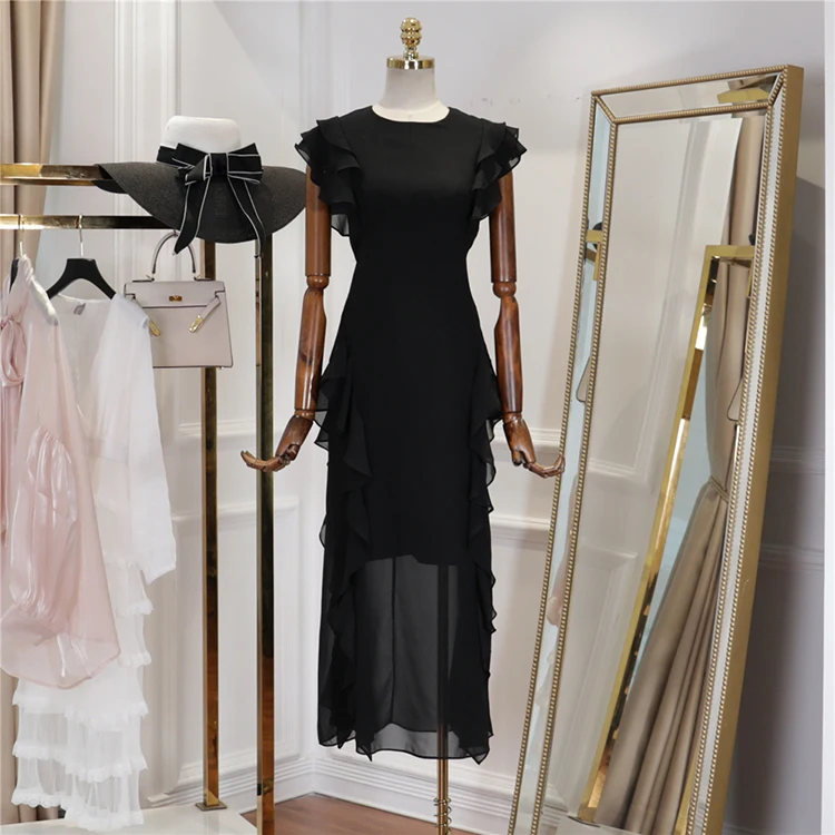 HIGH STREET Новая мода г. Лето Дизайнер взлетно посадочной полосы платье Женская Бабочка Рукавом Плиссированное