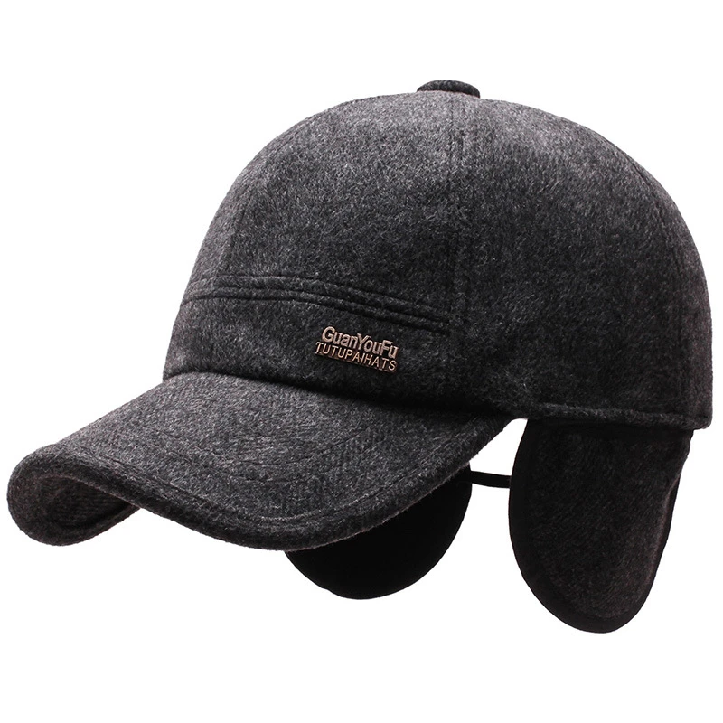 High Quality Winter Men's Baseball Cap With Ear Flaps Gorra Hombre Snapback Hat Warm Thicken | Аксессуары для одежды