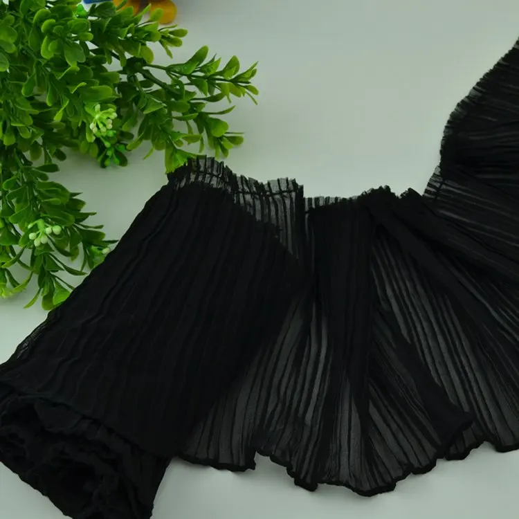 5 meters/lot Single Fold Organ Plait Black And White Chiffon Ruffle Lace Trim DIY Garment Skirt Hem Accessories Fabric | Дом и сад