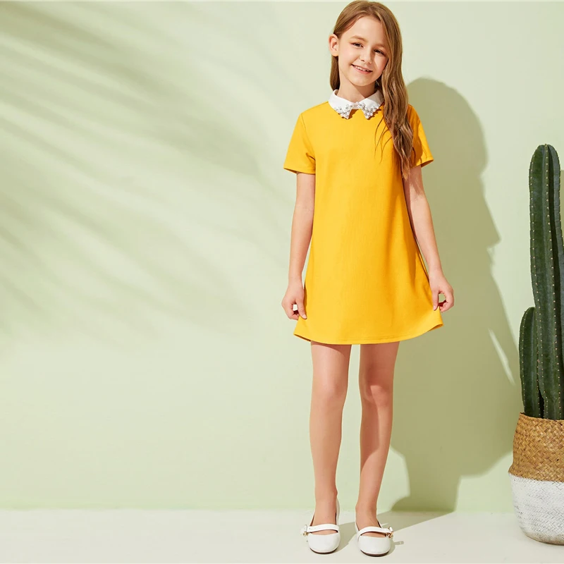 SHEIN Kiddie/красное однотонное расклешенное платье с оборками, трапециевидной формы, с поясом, летнее праздничное платье, рукав-волан, с пуговицами на спине, платья-миди для девочек