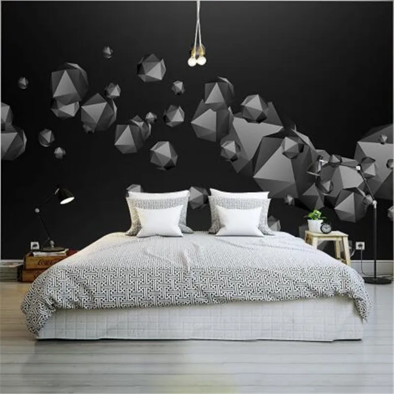 

Modern 3D Wall Paper for Walls Diamond Texture Non-Woven Wallpapers Atmosphere Black Stereoscopic Bedroom Decorative Wallpapers