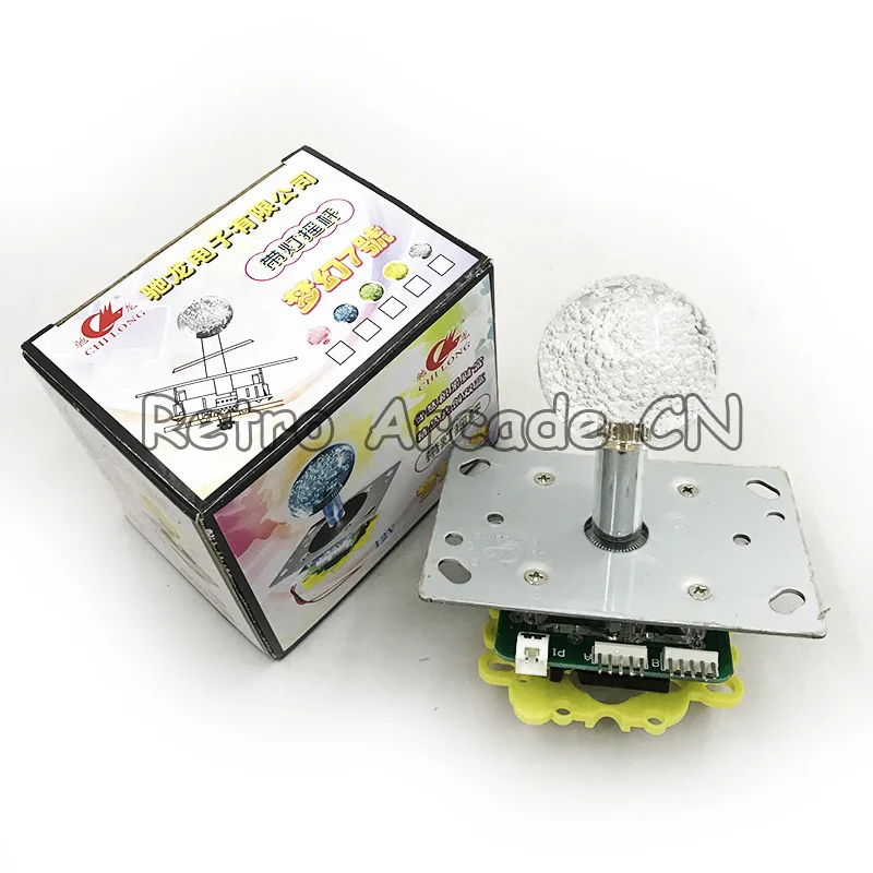 

Colorful LED Glitter Lighted Illuminated arcade game Joystick 7 color flashing arcade fighting joystick with 4.5mm Crystal ball