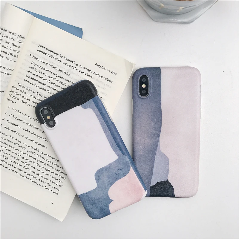 Colorful abstract Painting Soft TPU For iphone X XR XSMAX Phone Case For iPhone X 6 6S 7 8 Plus Pink Soft IMD Phone Cover