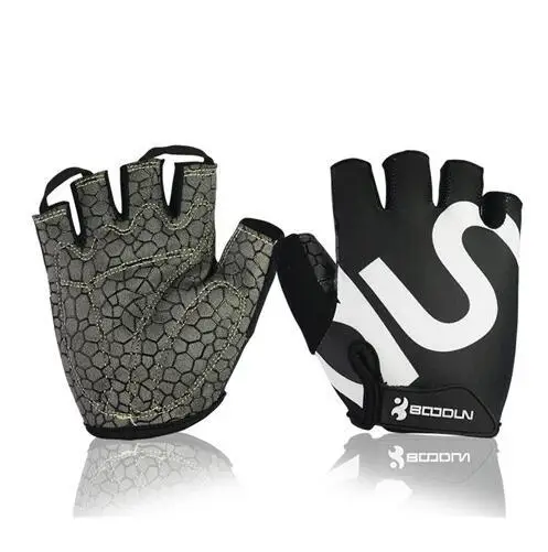 Велосипедные перчатки BOODUN Half finger Спорт на открытом воздухе Mtb дорога езда Bicycl гель Bicicleta - Цвет: Черный