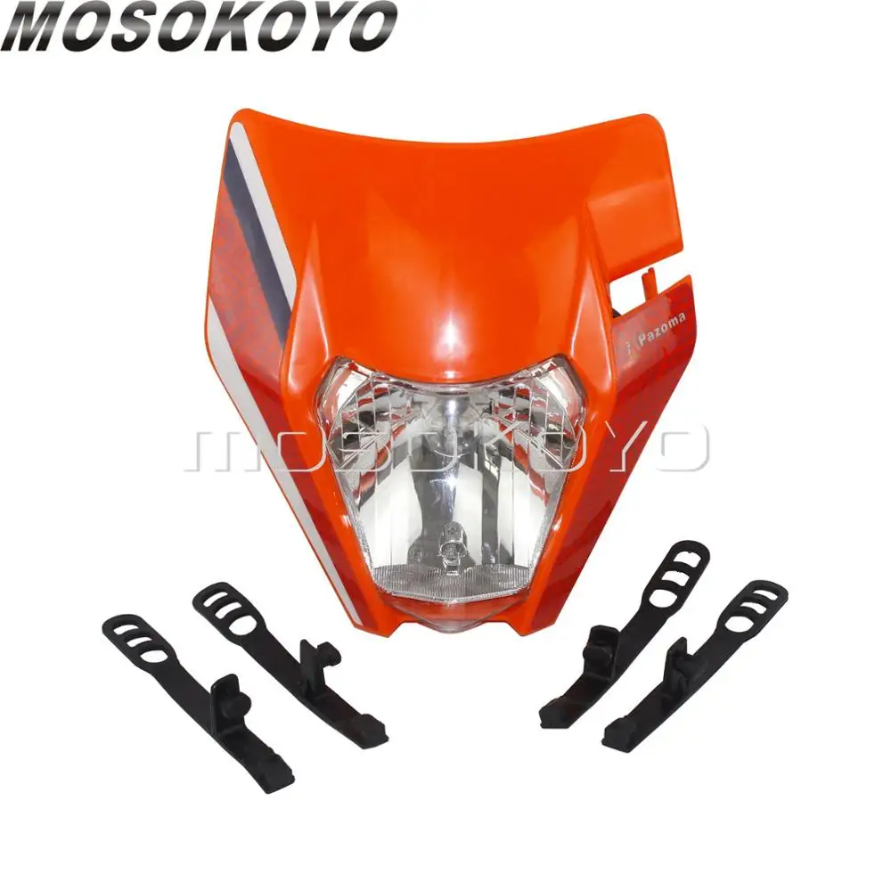 Двойная Спортивная оранжевая фара Dirt Bike Enduro передняя лампа с наклейкой для KTM EXC SMR