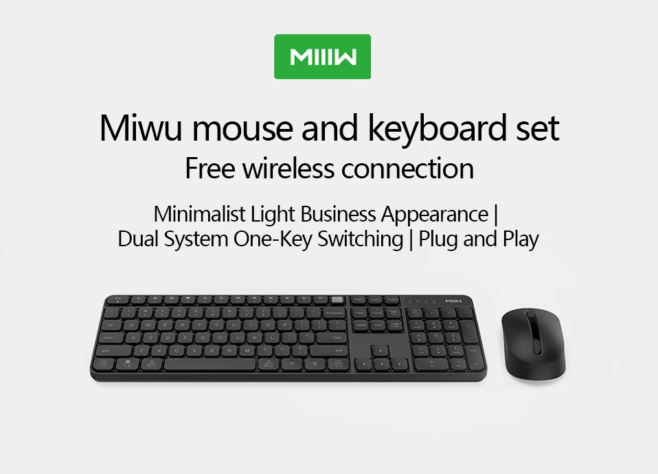 Xiaomi MIIIW 2,4 ГГц Беспроводная Офисная Клавиатура Мышь Набор 104 клавиш Windows Mac совместимый водонепроницаемый портативный USB клавиатура