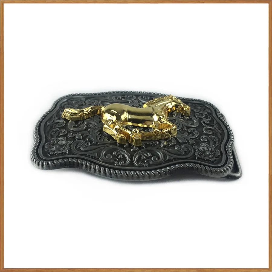 BuckleClub retro western flower horse cowboy jeans gift belt buckle FP-03705 PEWTER FINISH for men 4cm width loop drop shipping | Дом и сад