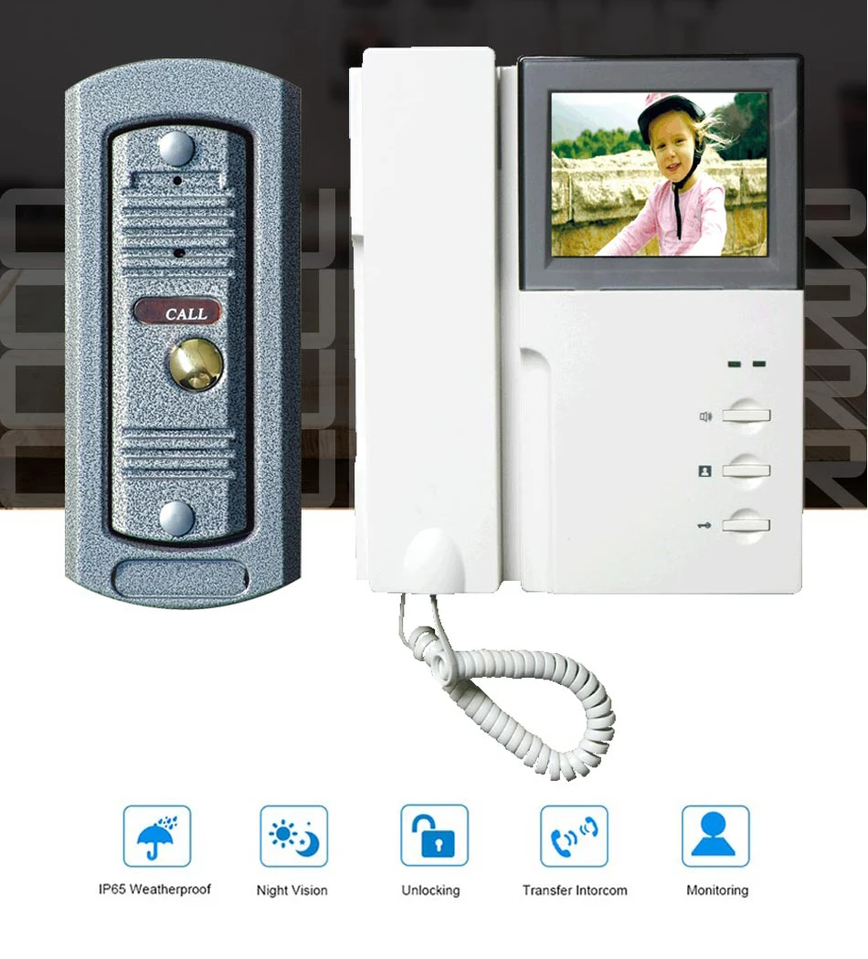 CLOUDRAKER 4,3 ''видео домофон 1х монитор с 1х глазок Проводной Видео дверной телефон камера ИК ночного видения разблокировка